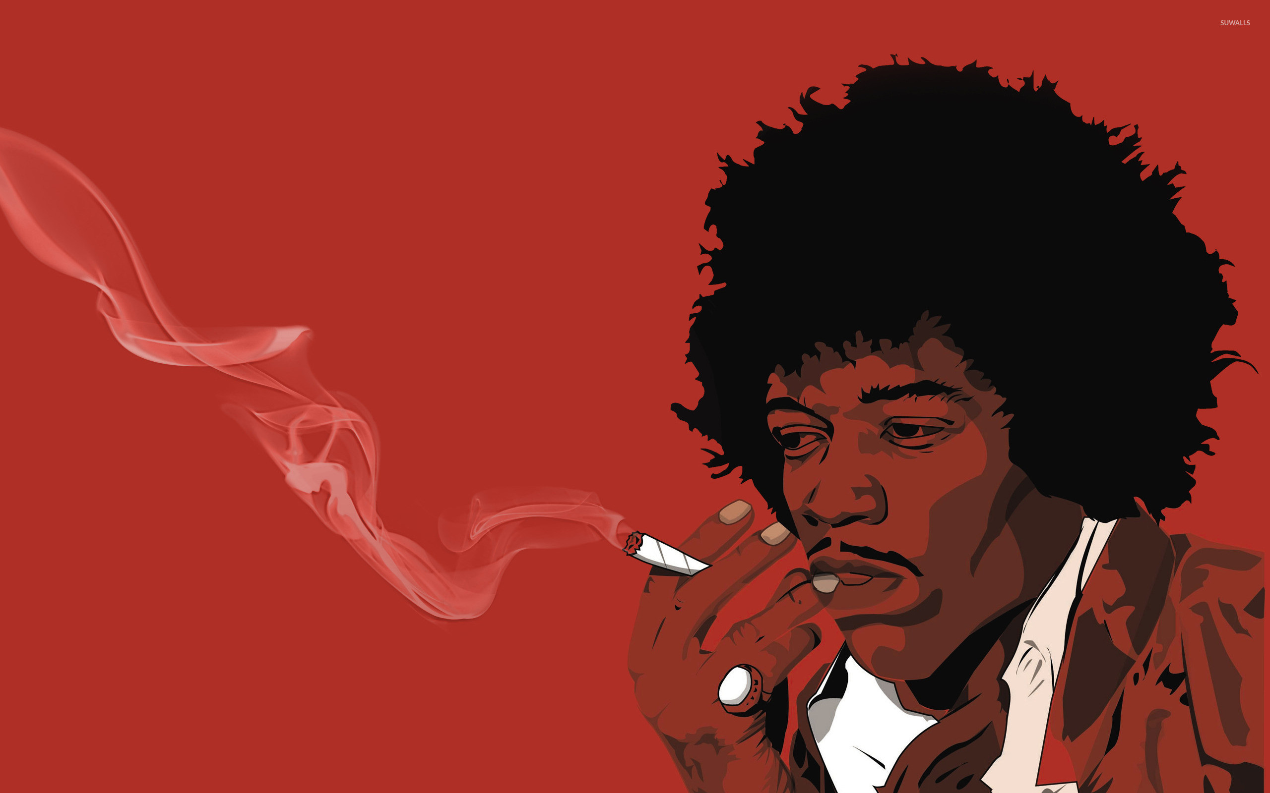 Jimi Hendrix, Sigaretta, Illustrazione, Rosso, 2560x1600, immagine di sfondo