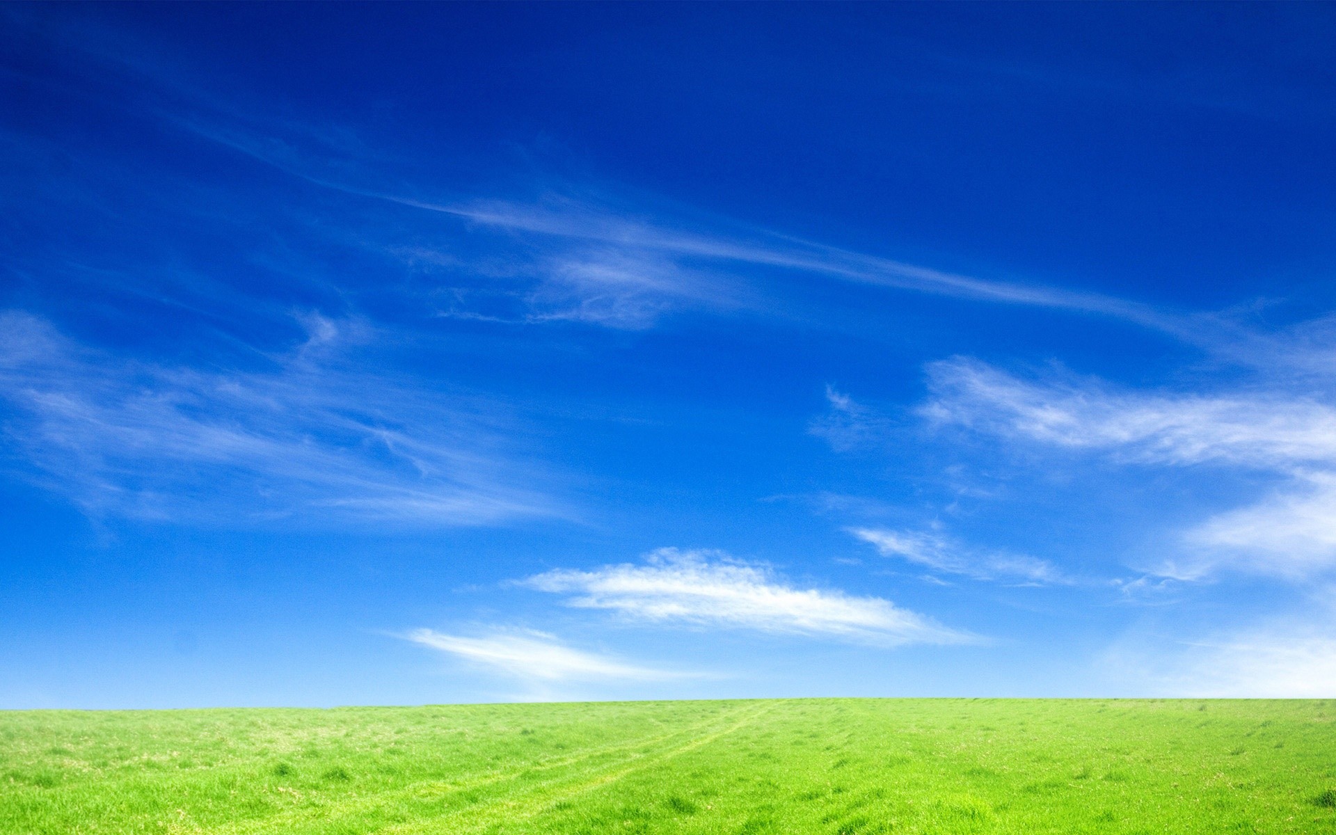 Cielo blu, Prato, Cirri, Full HD, sfondo desktop