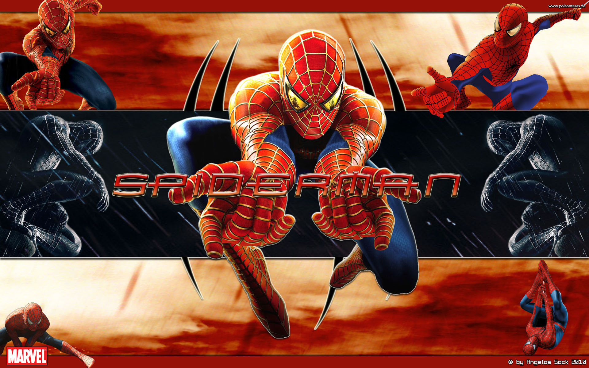Spider-Man, Marvel, Collage, Arancione, 1920x1200, wallpaper desktop