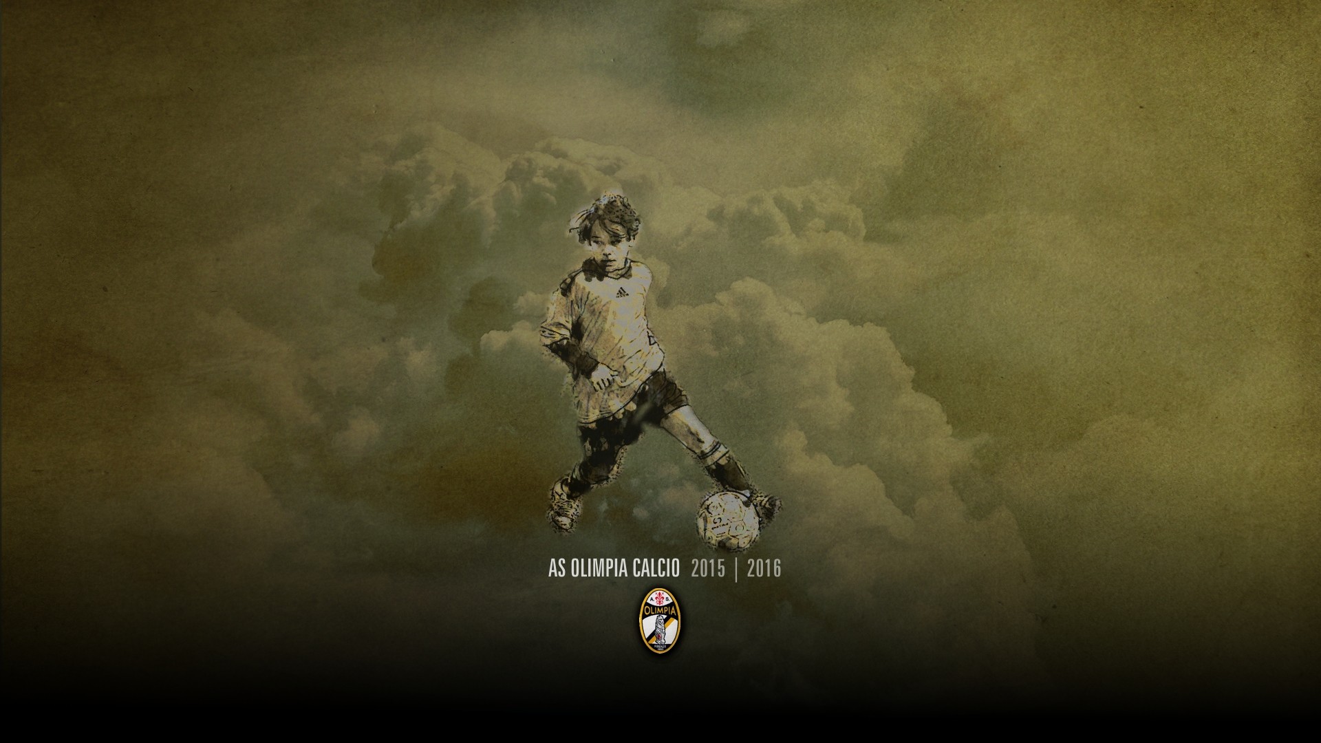 AS Olimpia Calcio, Calciatore, Nuvole, Toni seppia, Full HD, sfondo per portatile