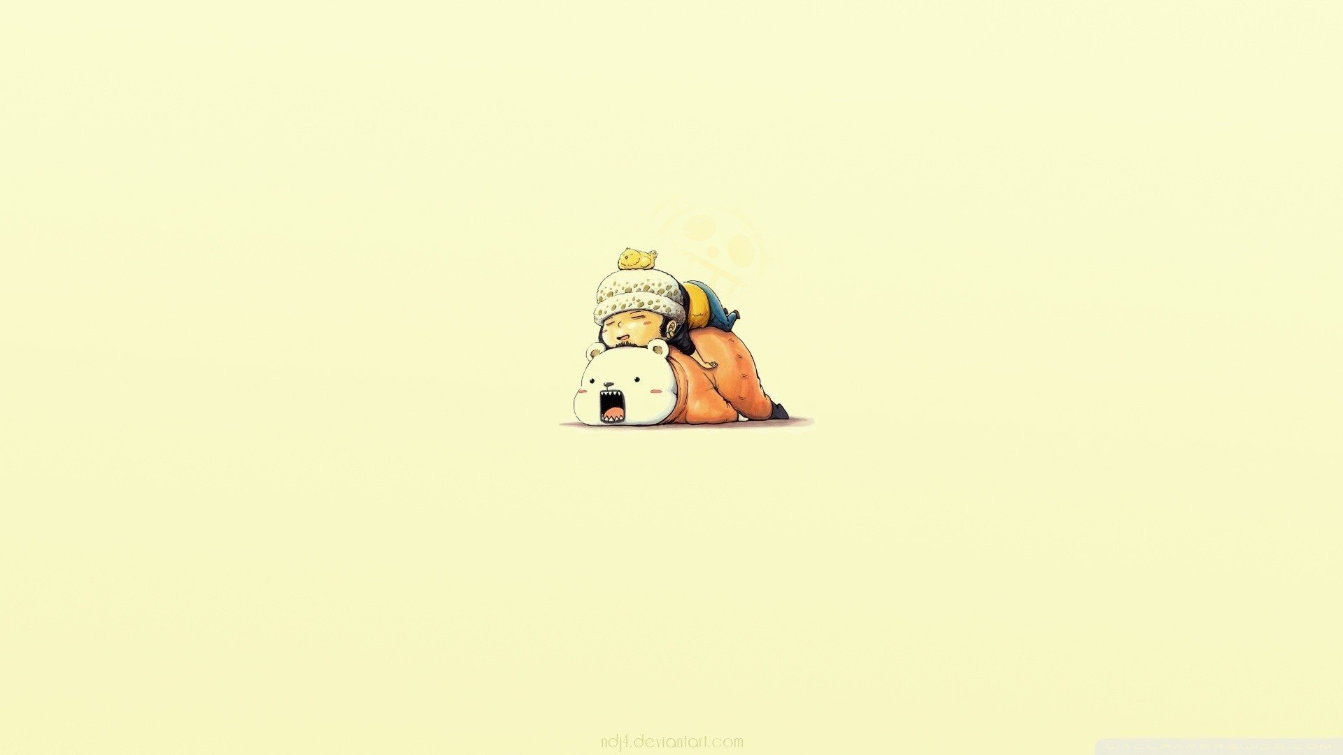 Bepo, Chibi, Sfondo crema, 1920x1080, wallpaper desktop