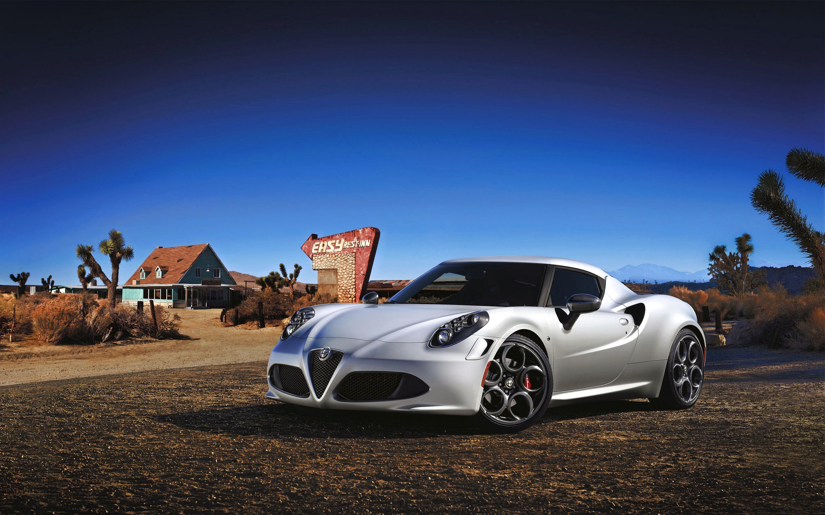 Alfa Romeo 4C, Alfa Romeo, Deserto, Bianco, 2K, sfondo per portatile