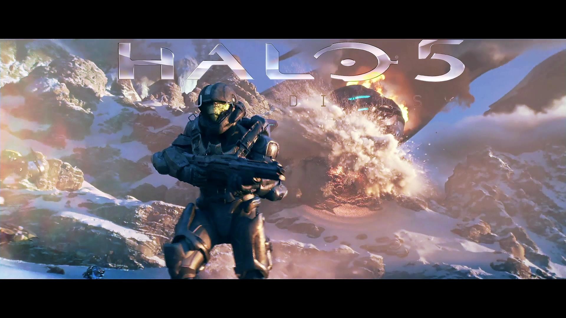 Halo 5: Guardians, Spartan, Logo, Montagne innevate, Full HD, wallpaper desktop