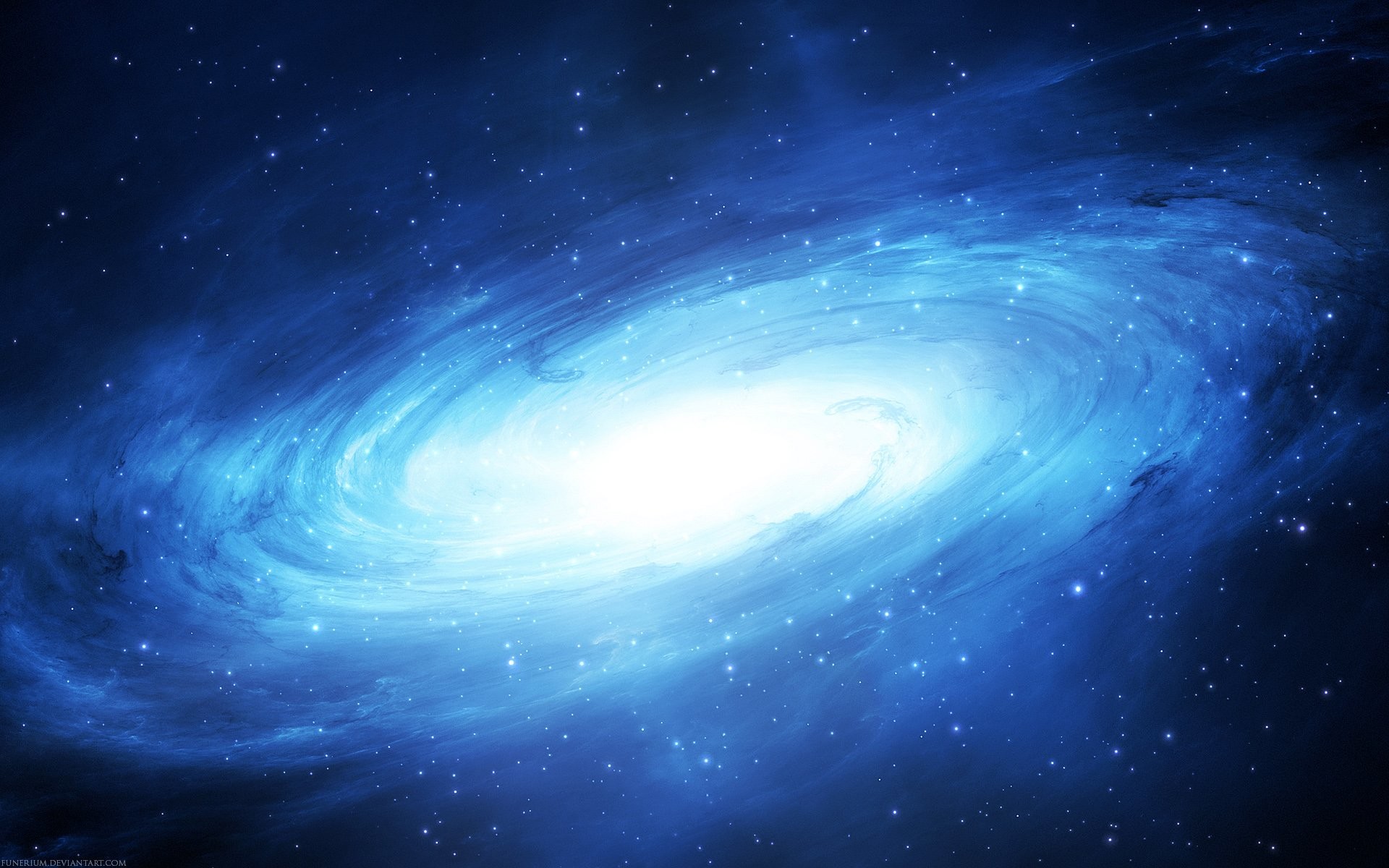 Galassia a spirale, Blu, Spazio profondo, Full HD, sfondo per PC