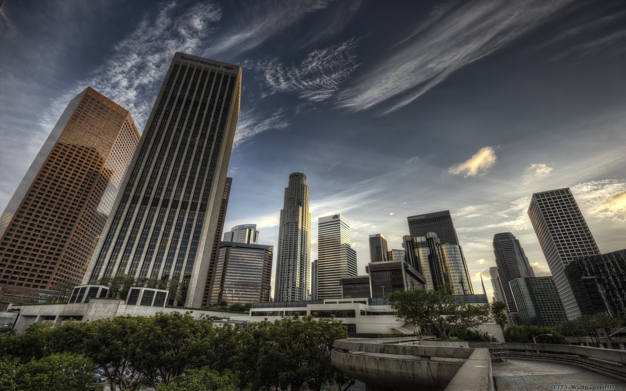 Los Angeles, Grattacieli, Downtown, Nuvole, 2560x1600, sfondo MacBook Pro