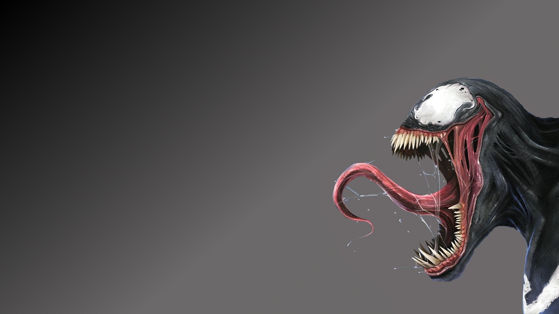 Venom, Lingua, Minimalismo, Grigio, Full HD, sfondo Windows 11