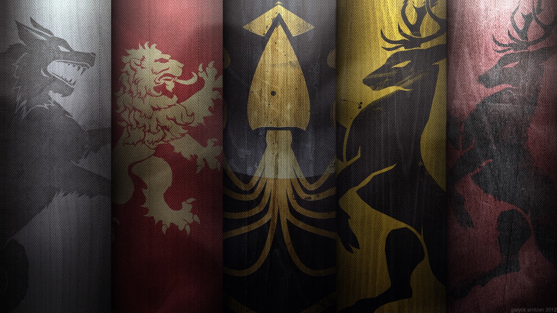 Casata Stark, Casata Lannister, Casata Greyjoy, Casata Baratheon, Il Trono di Spade, Stendardi, sfondo Full HD