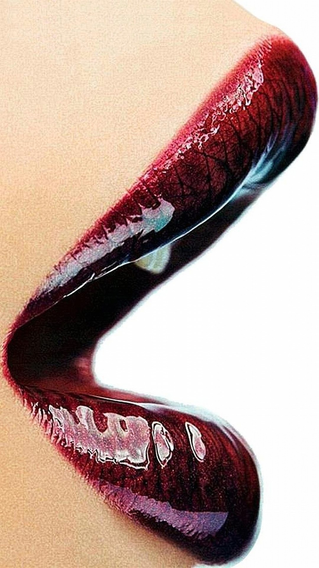 Labbra, Rossetto rosso, Lucido, Sfondo bianco, schermata di blocco iPhone 5S