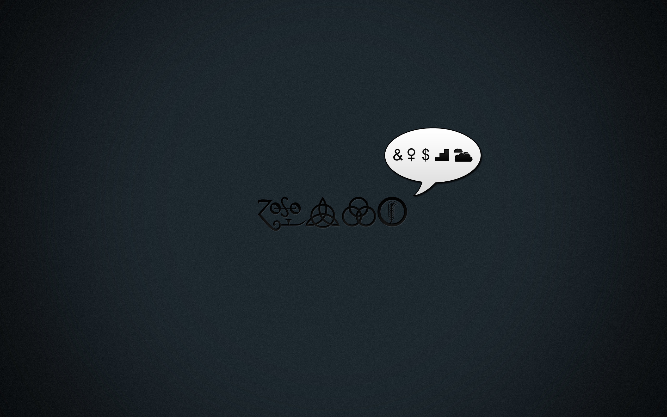 Led Zeppelin, Simboli Zoso, Fumetto, Umorismo, Sfondo blu scuro, wallpaper desktop 2K
