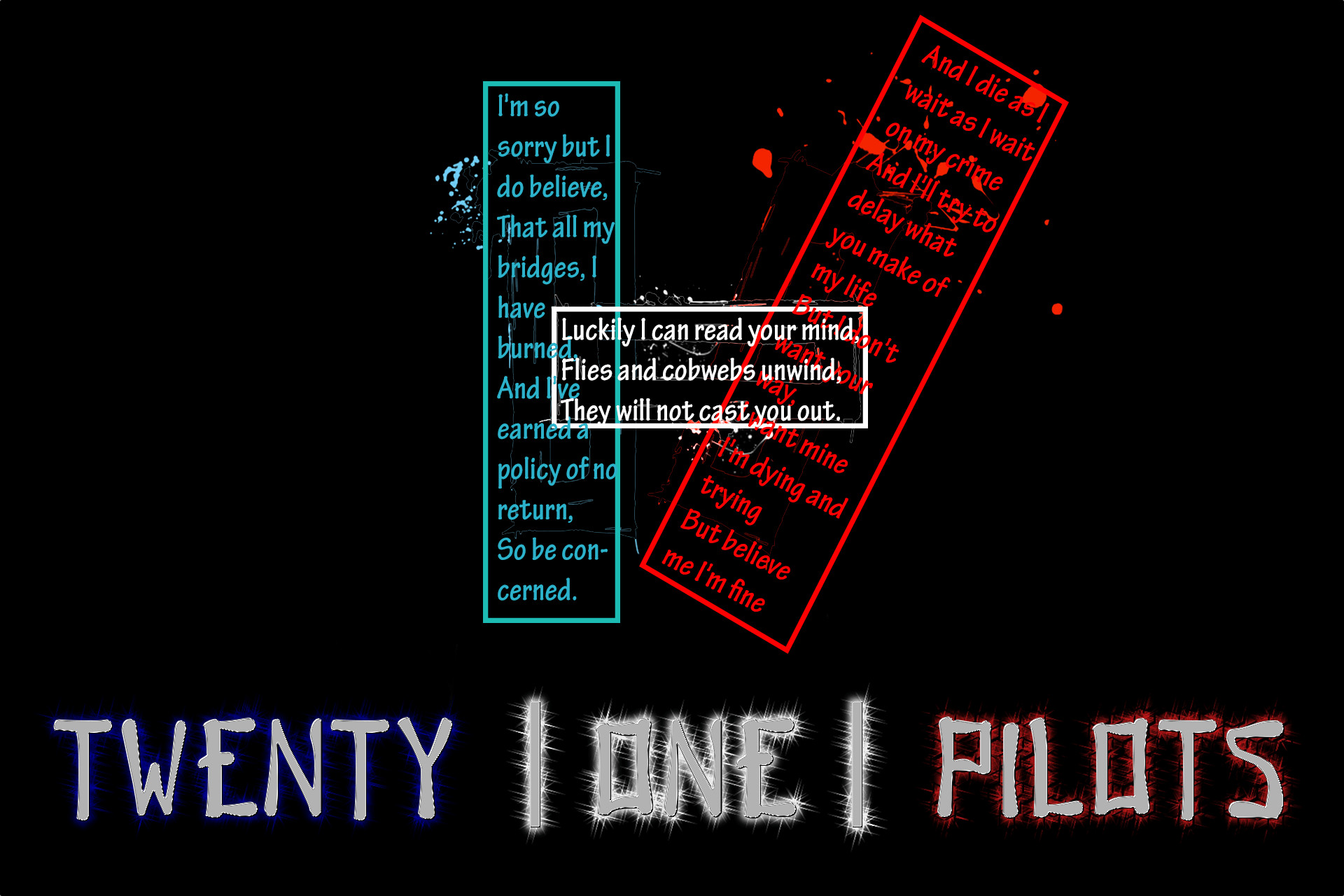 Twenty One Pilots, Testo della canzone, Sfondo nero, Full HD, wallpaper per PC