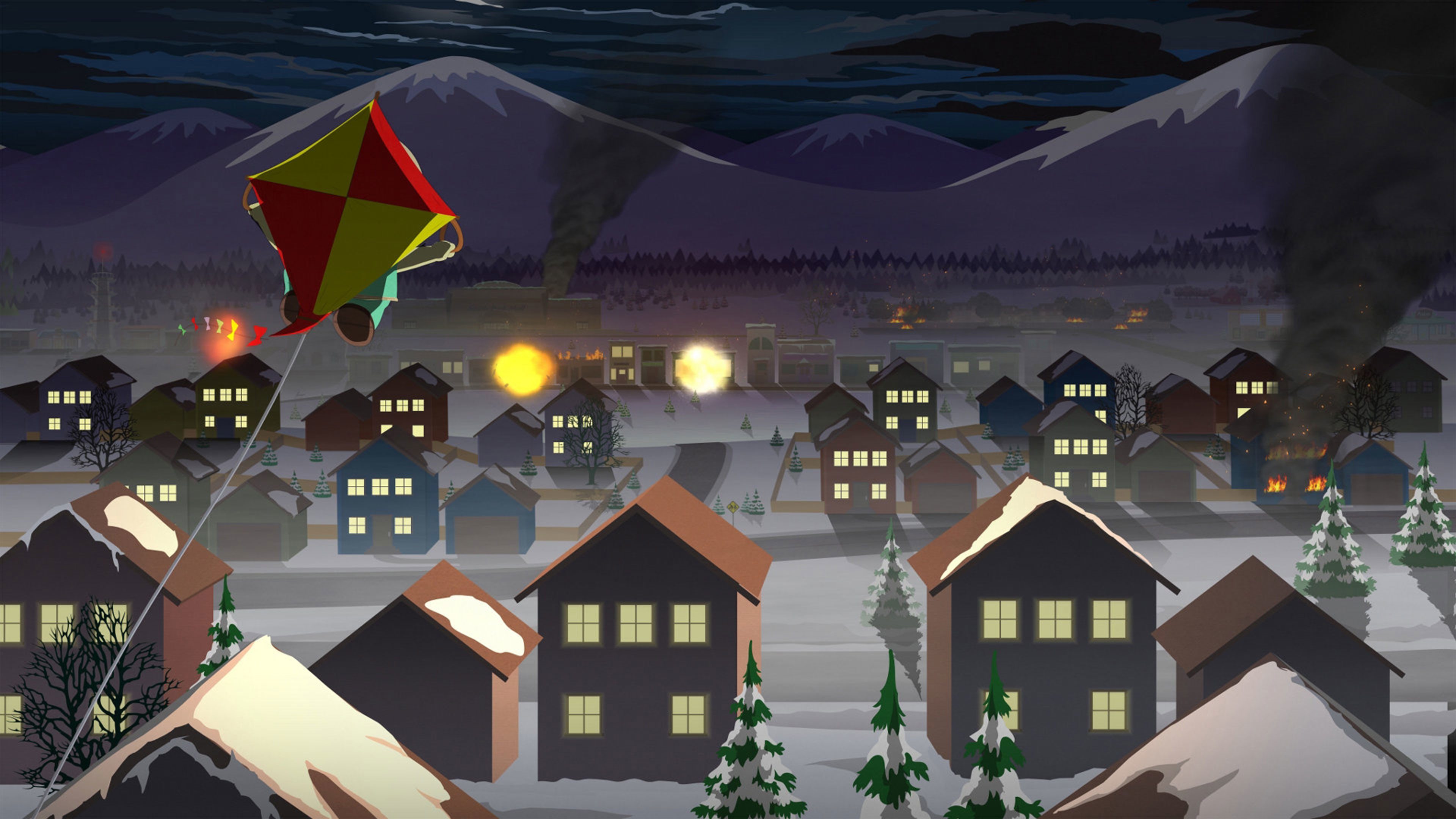 South Park, Paese, Aquilone, Notte, 4K, sfondo per PC