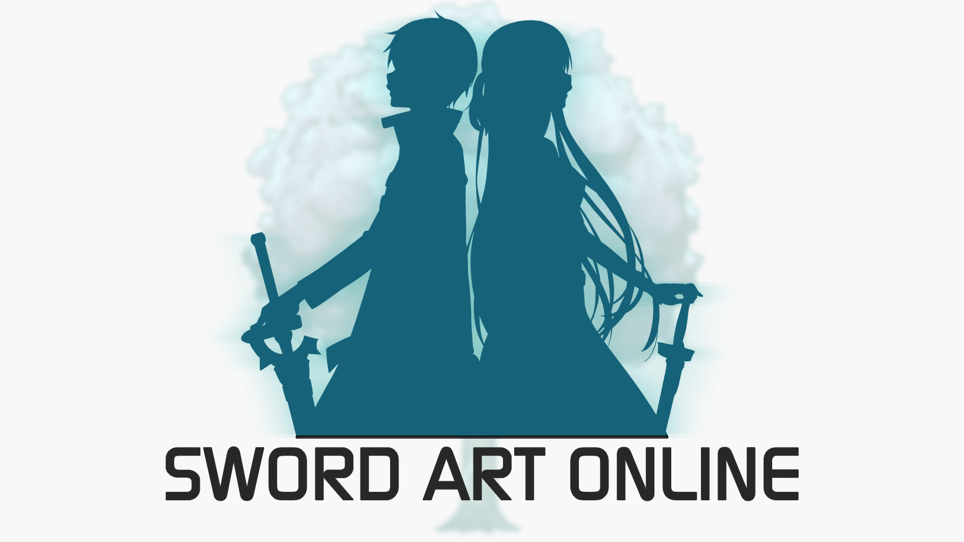 Kirito, Asuna, Sword Art Online, Silhouette, Logo, 1920x1080, immagine di sfondo