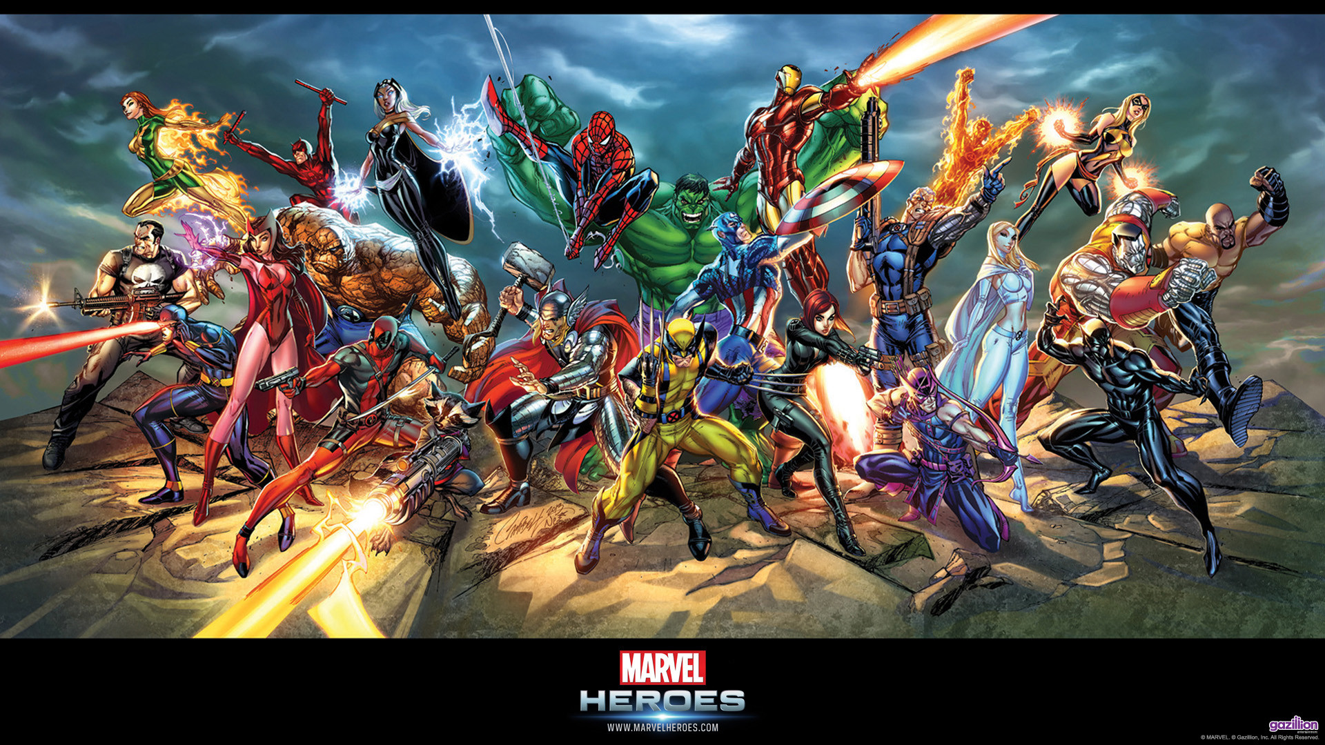 Marvel Heroes, Wolverine, Spider-Man, Hulk, Tempesta, Videogioco, sfondo desktop 1920x1080