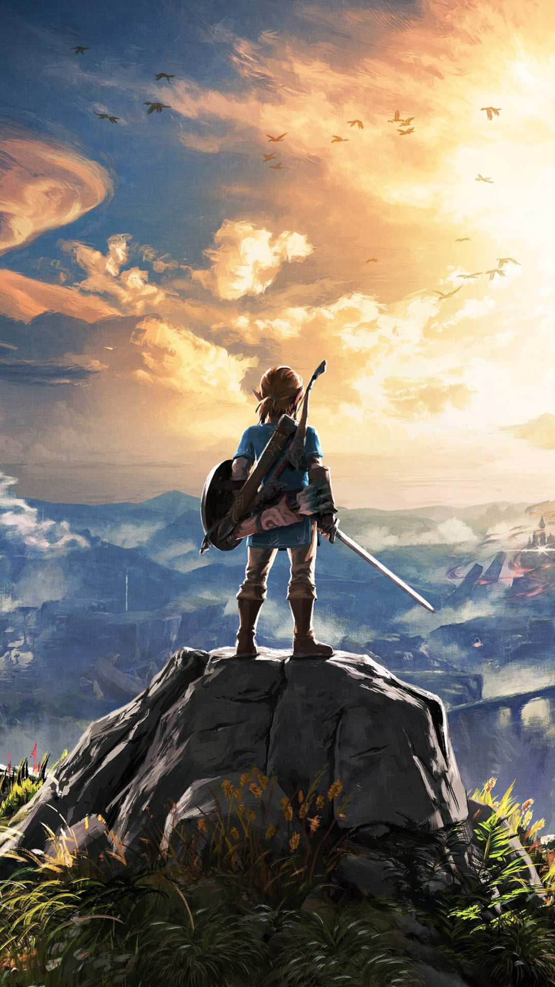 Link, The Legend of Zelda: Breath of the Wild, Nintendo, Tramonto, sfondo iPhone 16 Full HD
