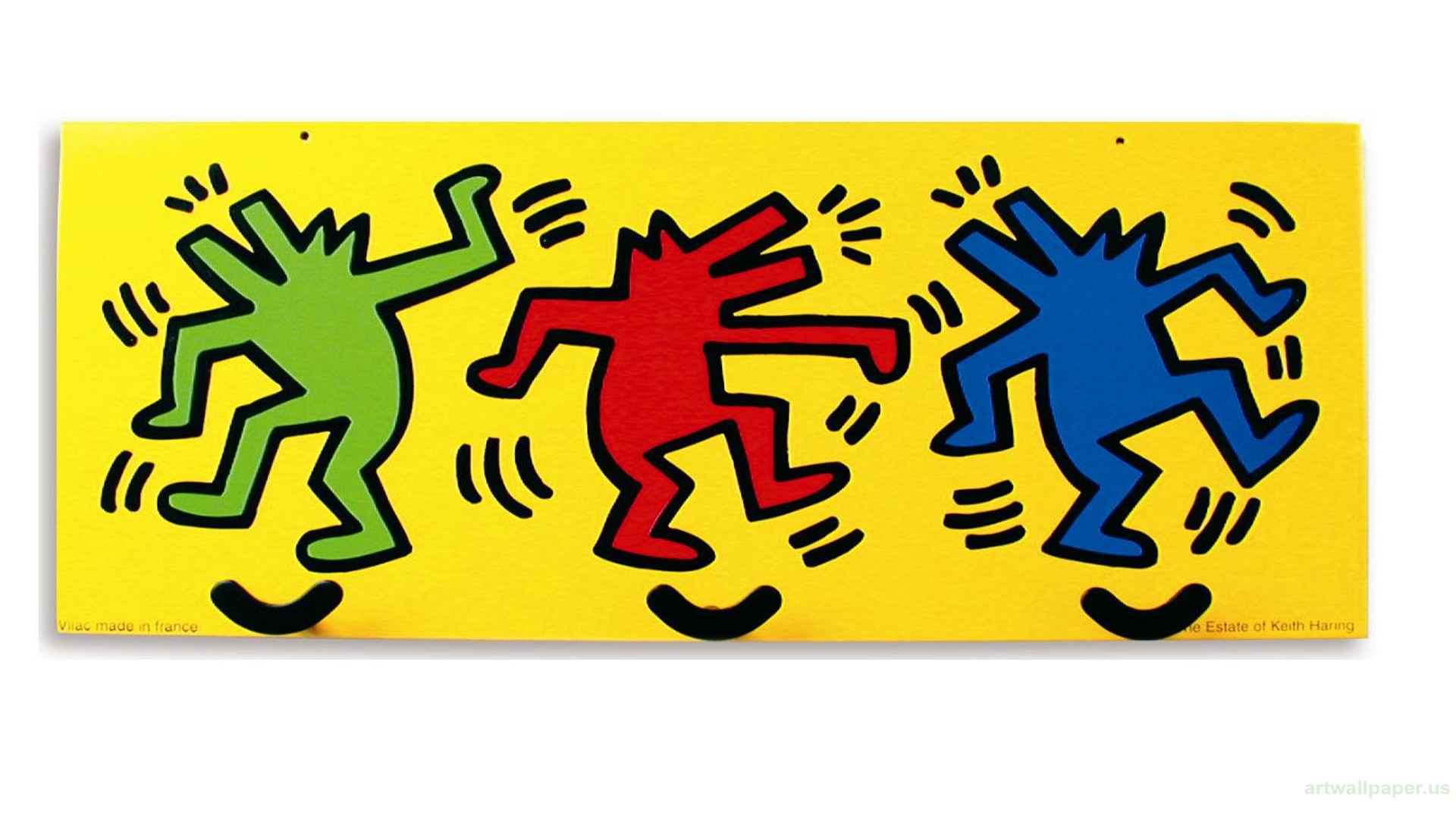 Keith Haring, Figure danzanti, Giallo, Pop art, Full HD, sfondo Windows 11
