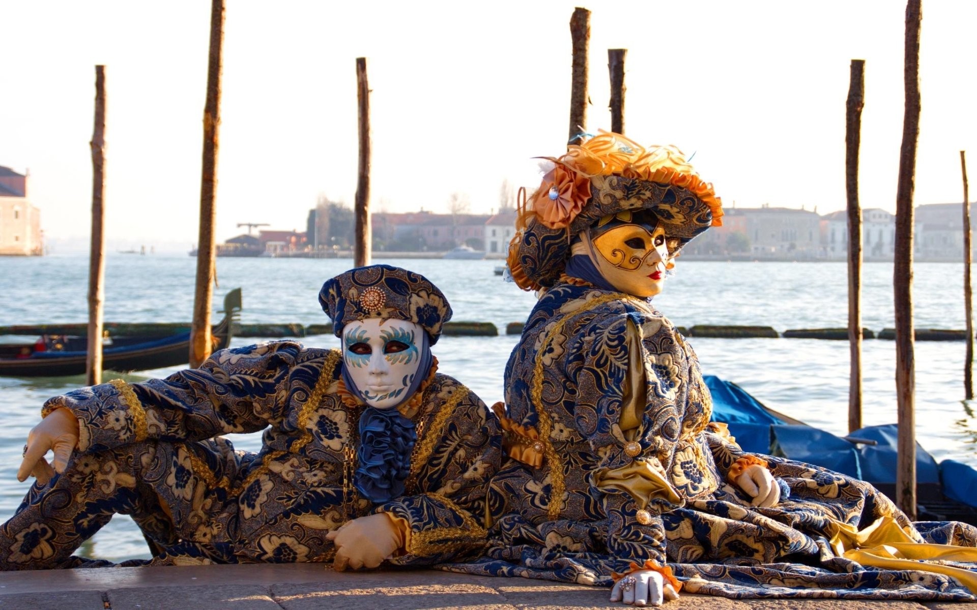 Carnevale di Venezia, Costumi, Maschere, Laguna, Pali, 1920x1200, sfondo MacBook Pro