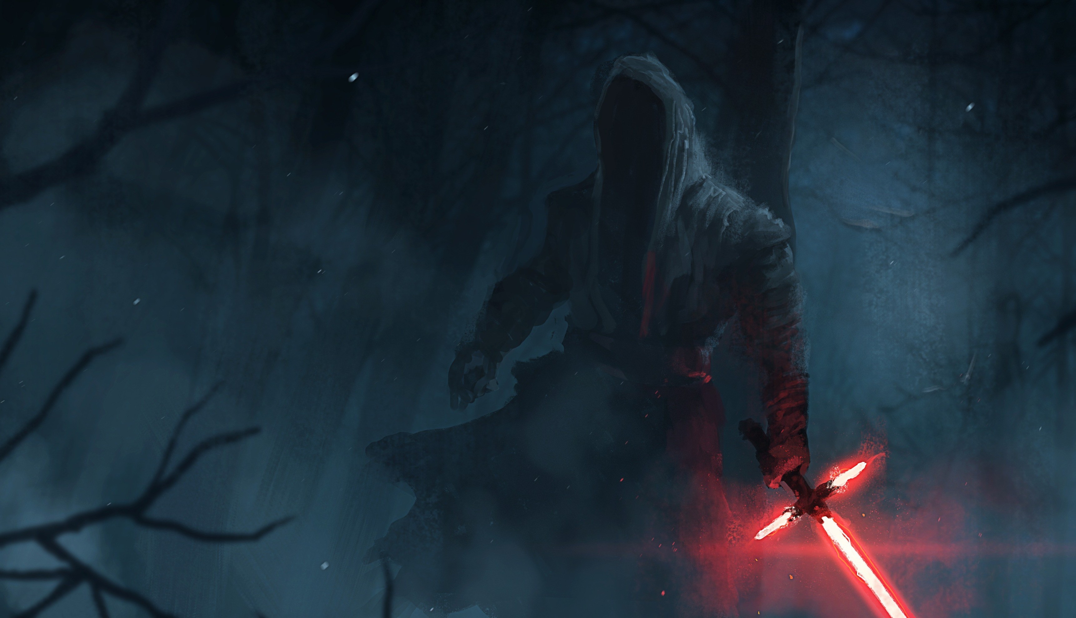 Kylo Ren, Star Wars, Foresta, Notte, 2K, sfondo desktop