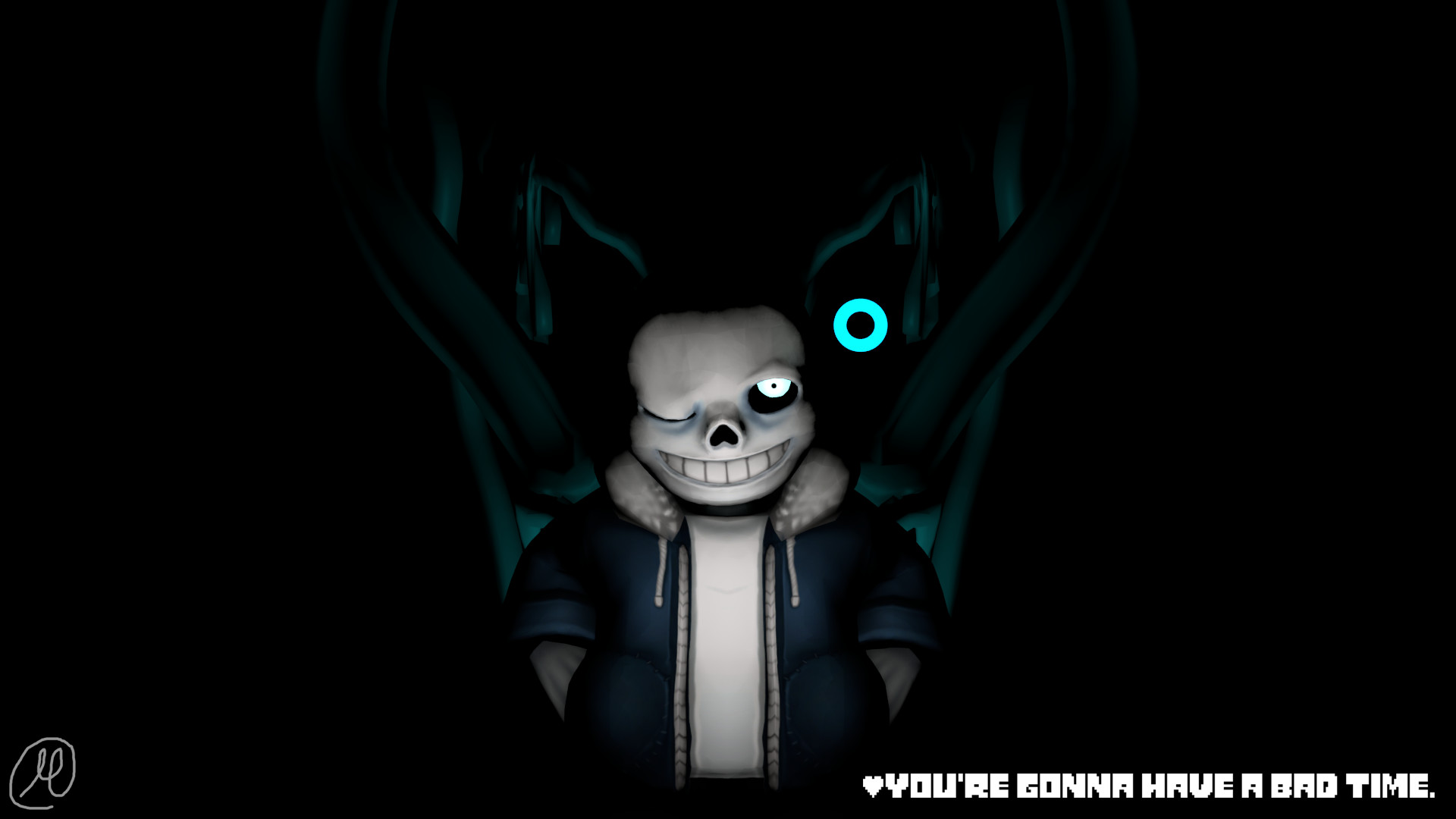 Sans, Undertale, You're gonna have a bad time, Occhio blu, Buio, sfondo 1920x1080 per PC