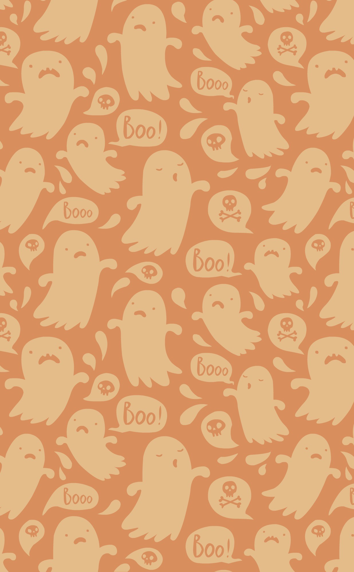 Fantasmi, Boo, Halloween, Motivo, Sfondo arancione, schermata di blocco iPhone