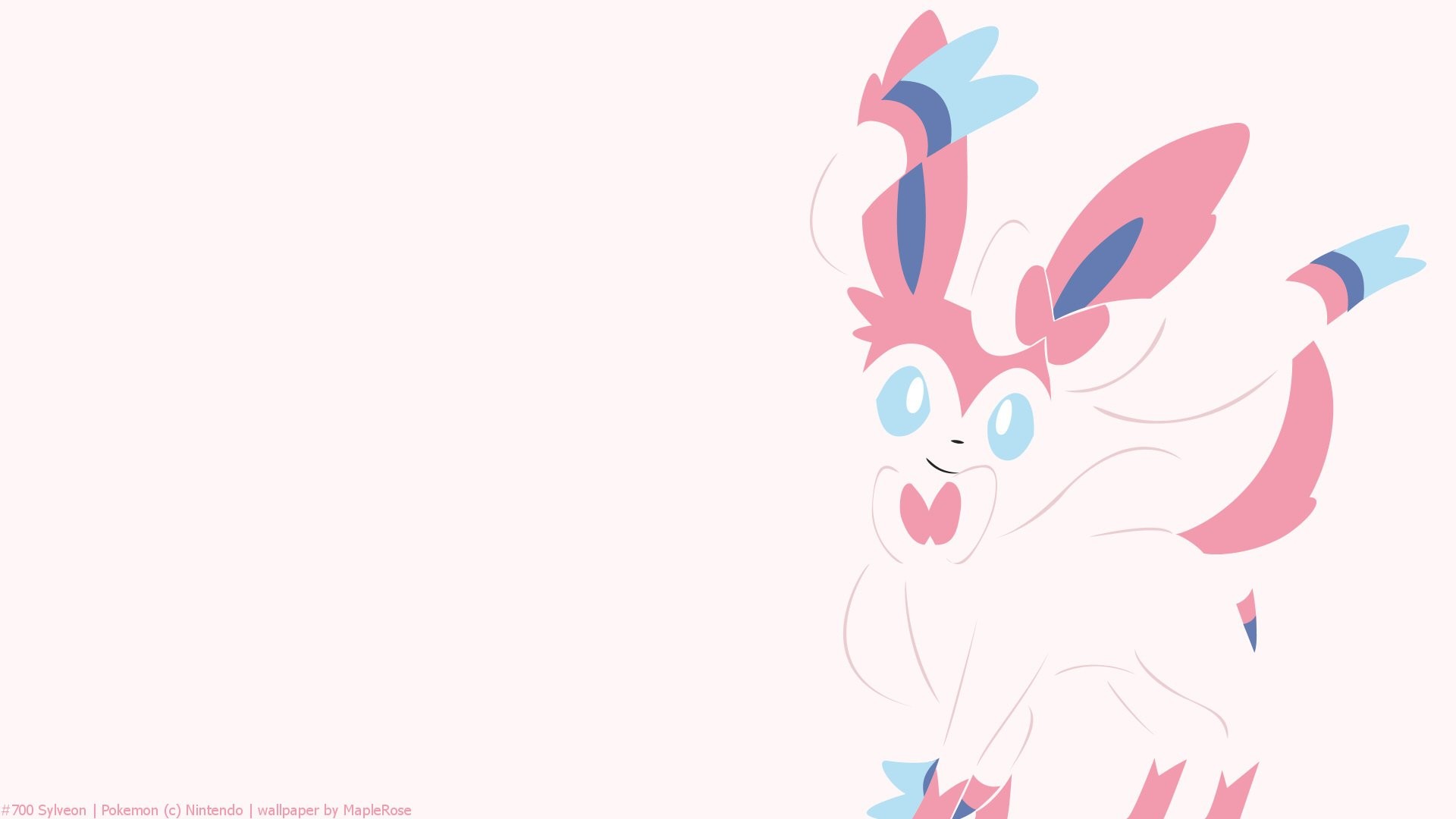 Sylveon, Pokémon, Minimalista, Rosa, 1920x1080, immagine di sfondo