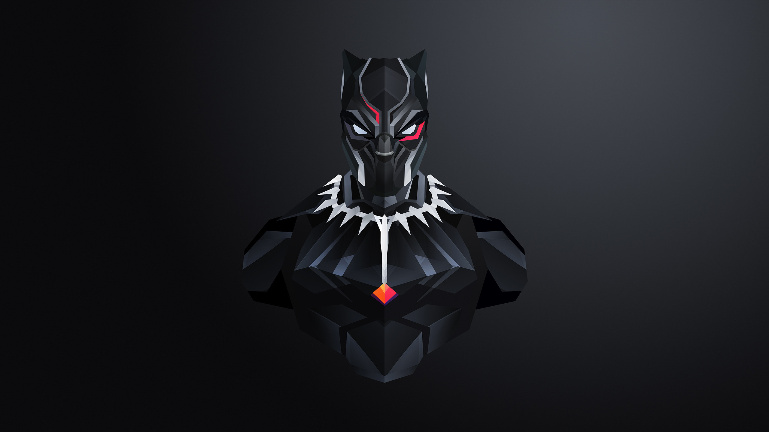 Black Panther, Pantera Nera, Marvel, Low poly, Sfondo nero, 2K, wallpaper desktop