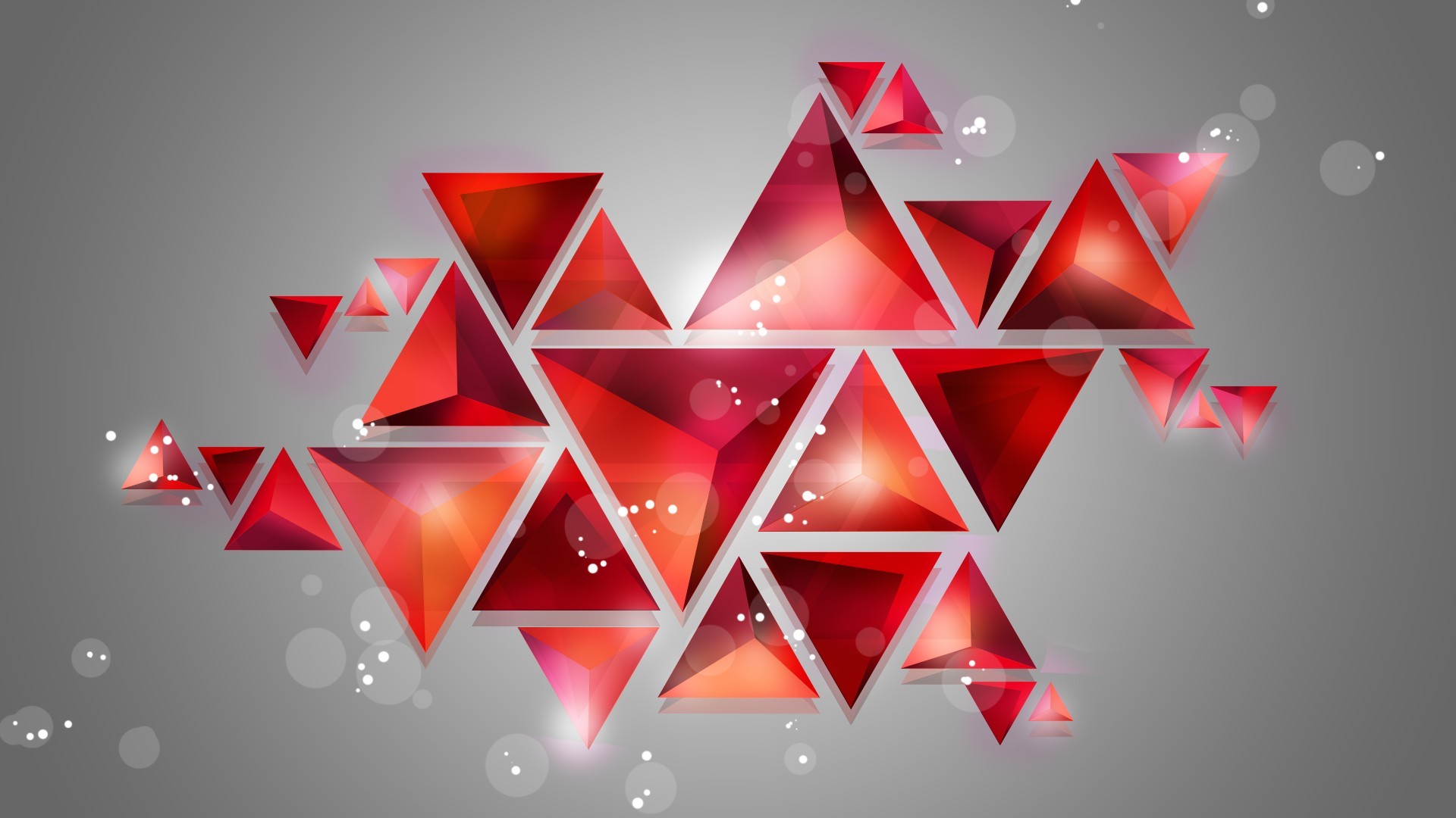 Triangoli rossi, Geometrico, Sfondo grigio, Full HD, wallpaper per portatile
