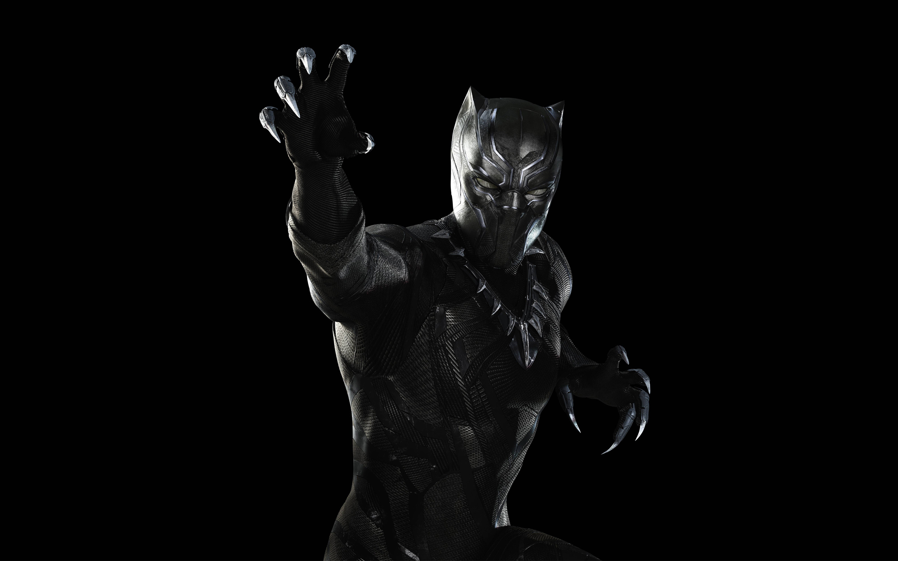 Black Panther, Captain America: Civil War, Sfondo nero, 2K, wallpaper per PC