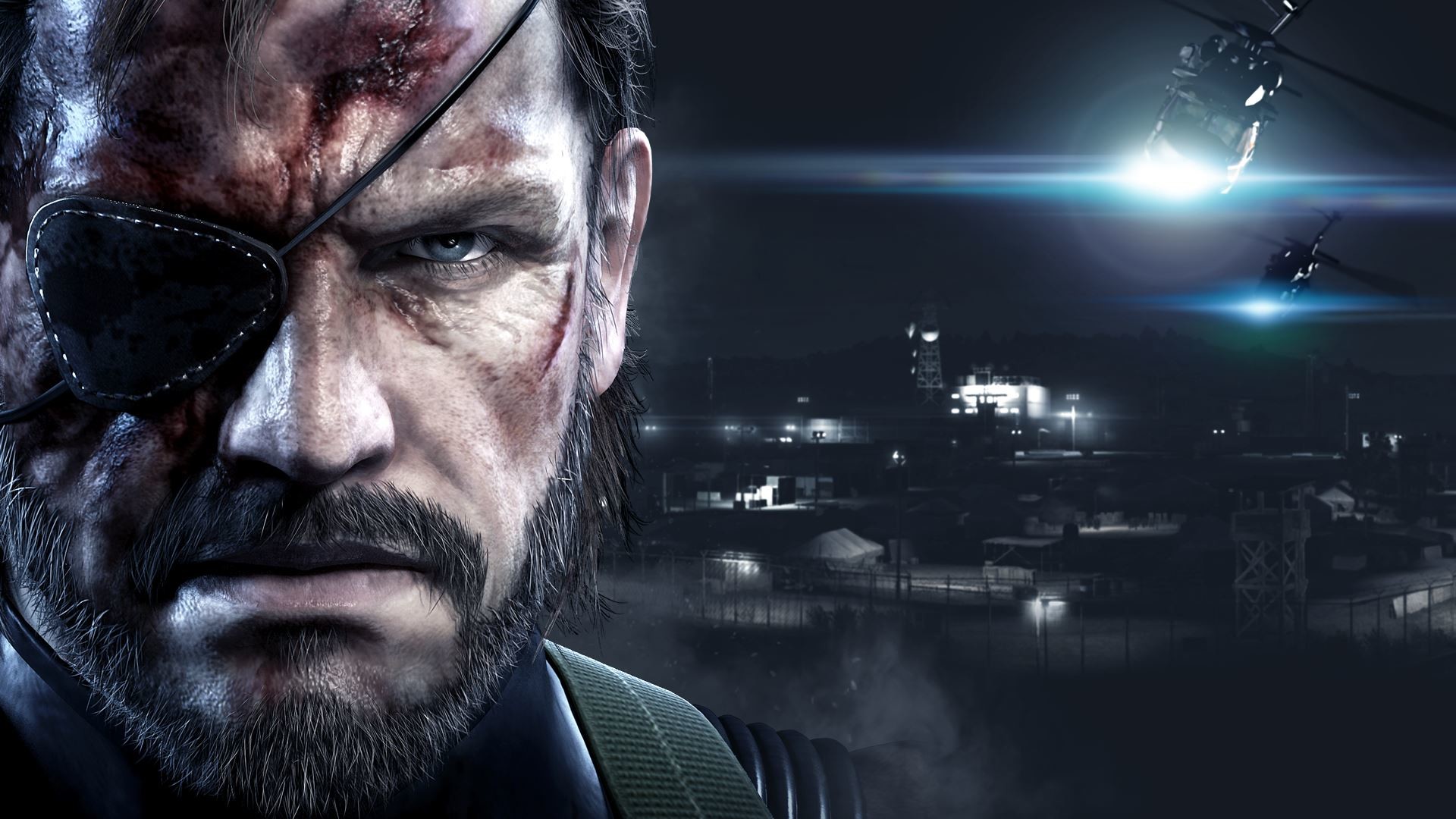 Venom Snake, Metal Gear Solid V, Benda sull'occhio, Notte, Full HD, sfondo Windows 11