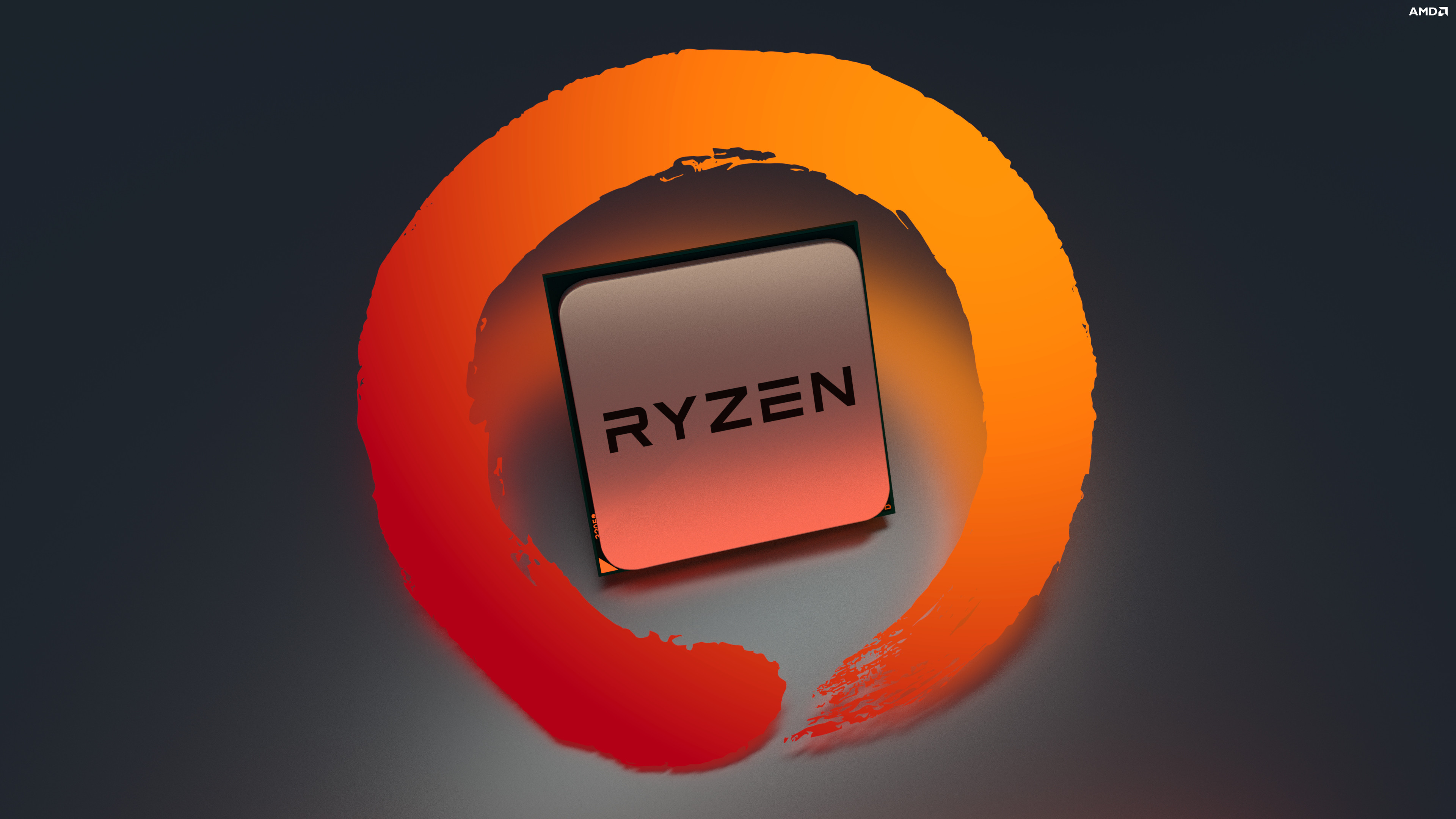 AMD Ryzen, Processore, Arancione, 3840x2160, sfondo per PC