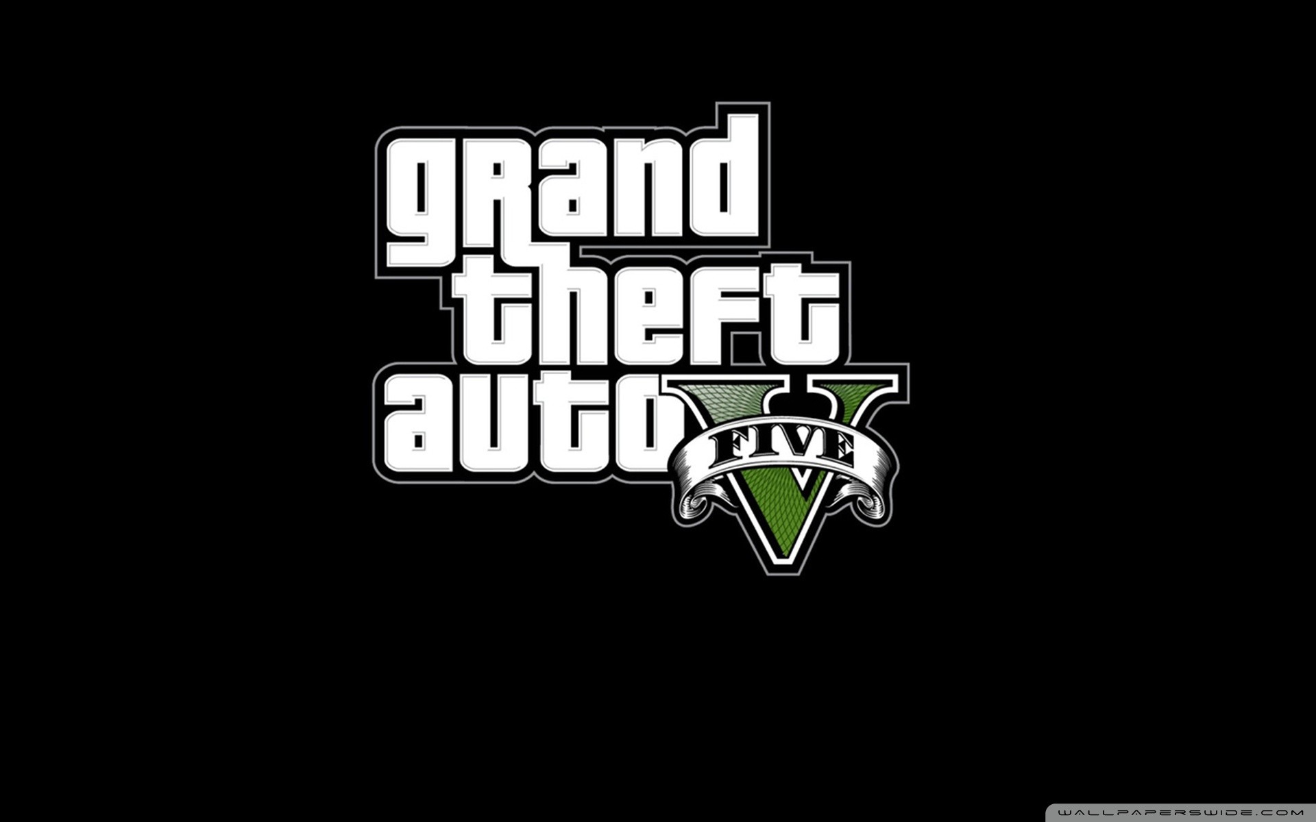 Grand Theft Auto V, Logo, Sfondo nero, Full HD, wallpaper per computer