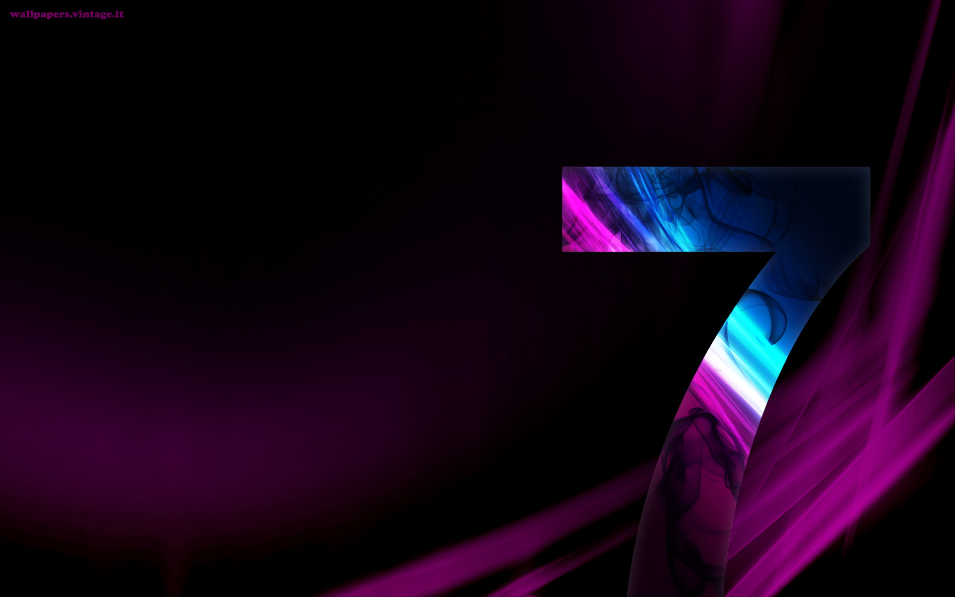 Windows 7, Numero 7, Viola e nero, Full HD, sfondo per portatile