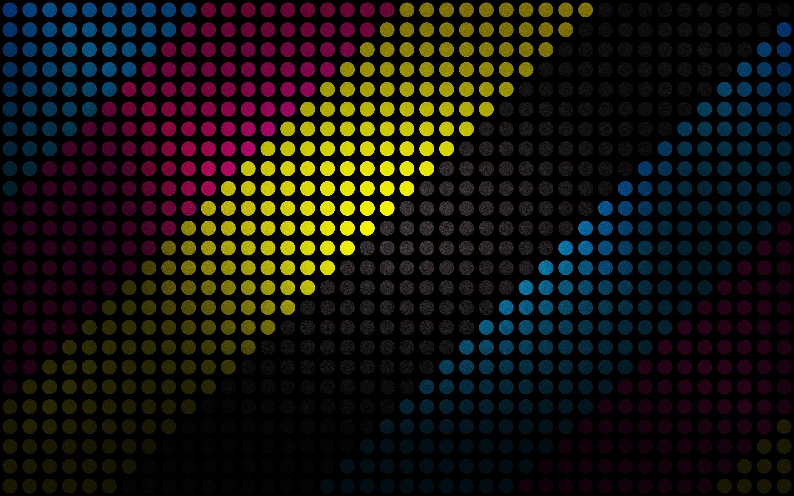 Puntini, Diagonali, Colori CMYK, Sfondo nero, 2K, wallpaper per PC