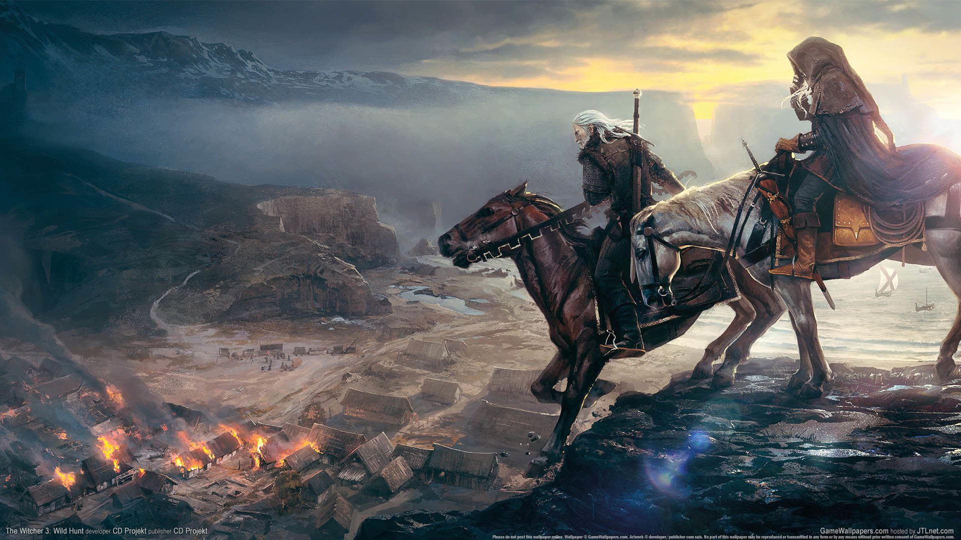 Geralt di Rivia, Ciri, Rutilia, The Witcher 3: Wild Hunt, Cavalli, sfondo desktop 1920x1080