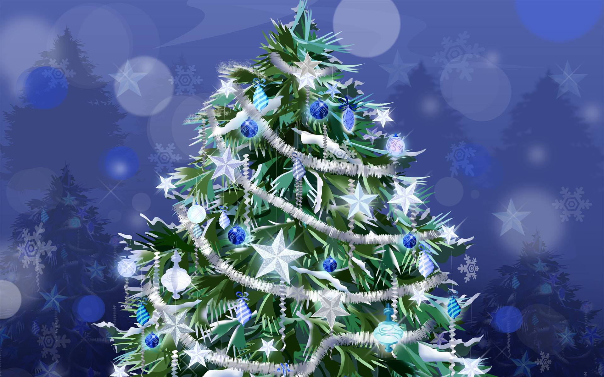 Albero di Natale, Natale, Blu, sfondo PC Full HD