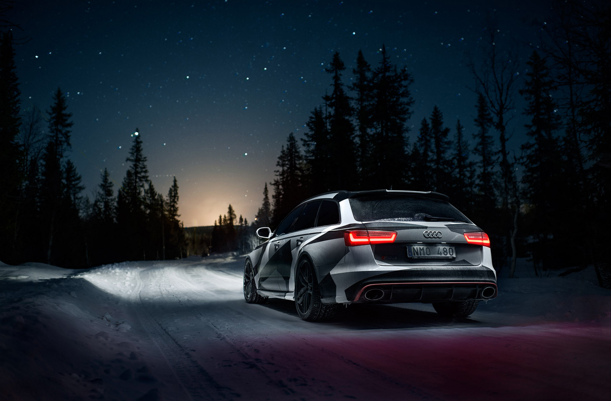 Audi RS 6 Avant (C7), Audi, Notte, Neve, Full HD, sfondo per PC