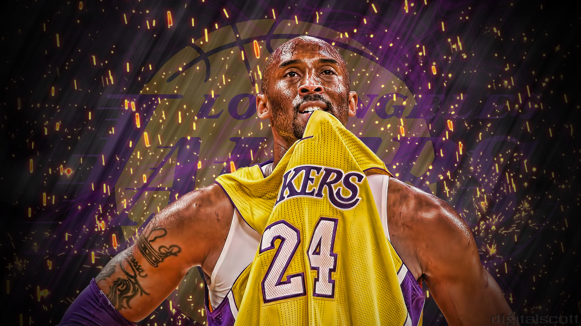 Kobe Bryant, Los Angeles Lakers, Logo, Viola, Oro, Full HD, sfondo per PC