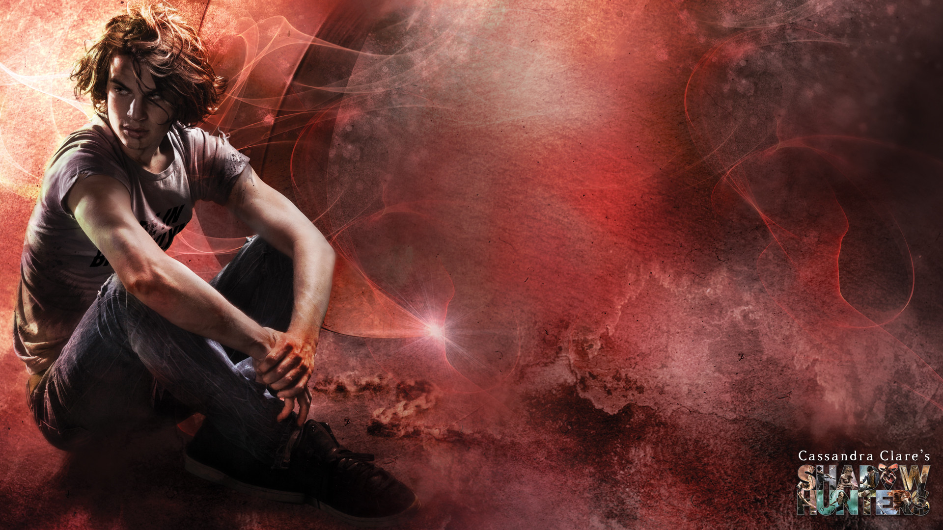 Jace Herondale, Shadowhunters, Fumo rosso, Arte digitale, 16:9 Full HD, wallpaper widescreen