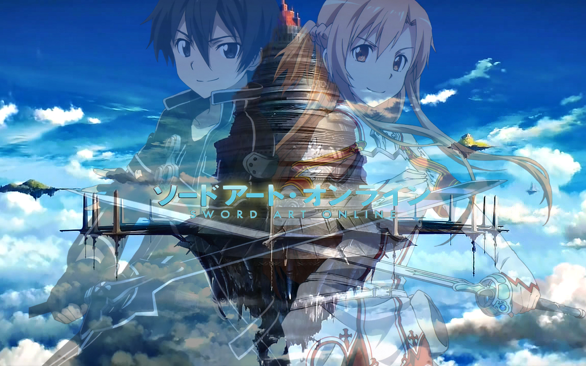 Kirito, Asuna, Aincrad, Sword Art Online, Nuvole, 1920x1200, sfondo MacBook Pro
