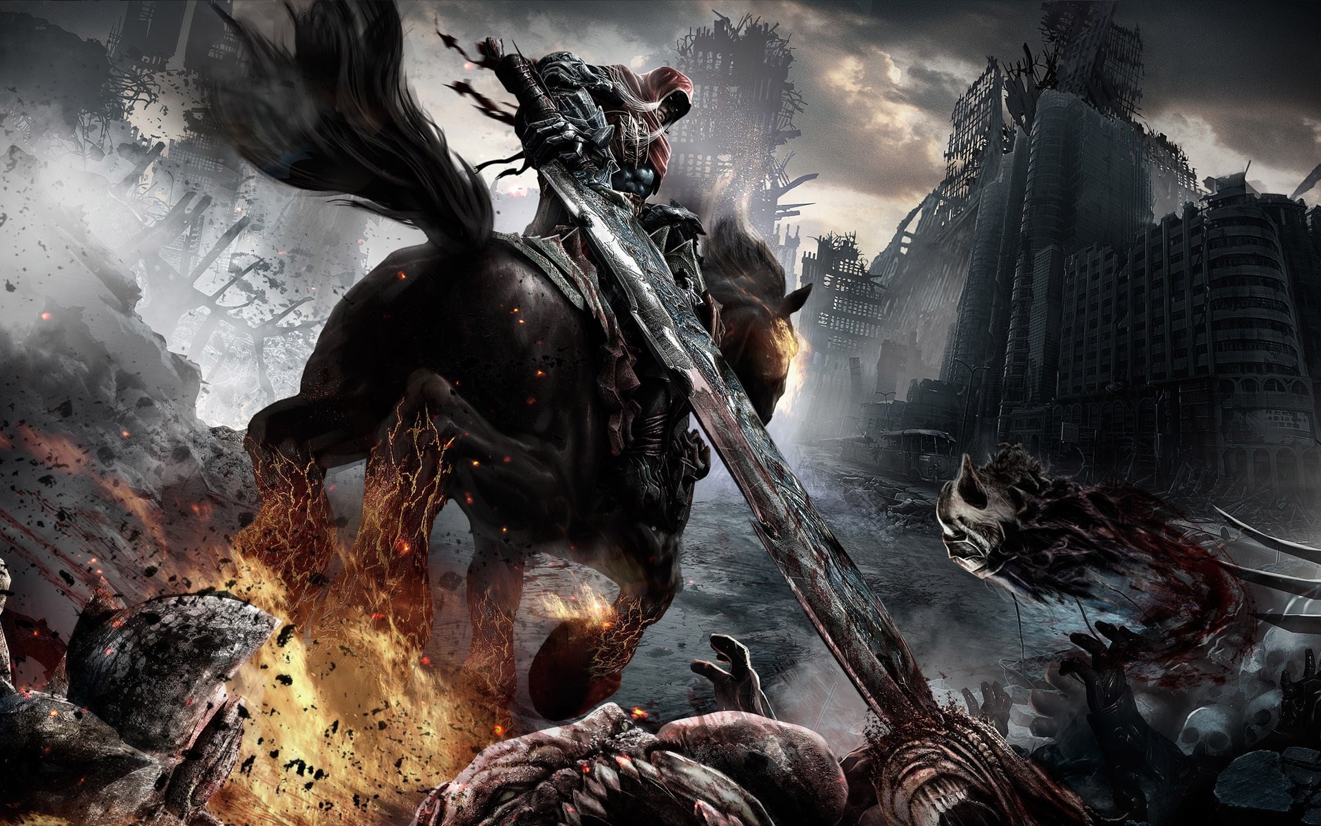 Final Fantasy XV, Magitek, Battaglia, Esplosione, Rovine, 1920x1200, immagine di sfondo