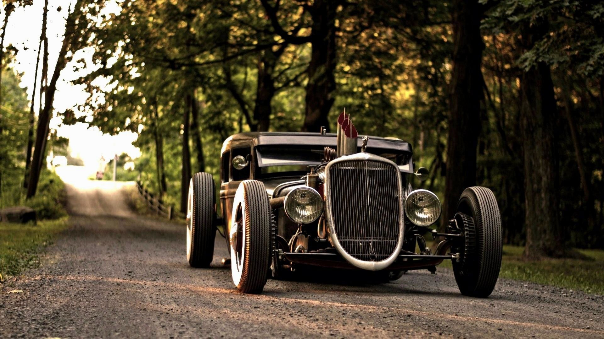 Hot rod, Rat rod, Strada sterrata, Foresta, Full HD, sfondo per PC