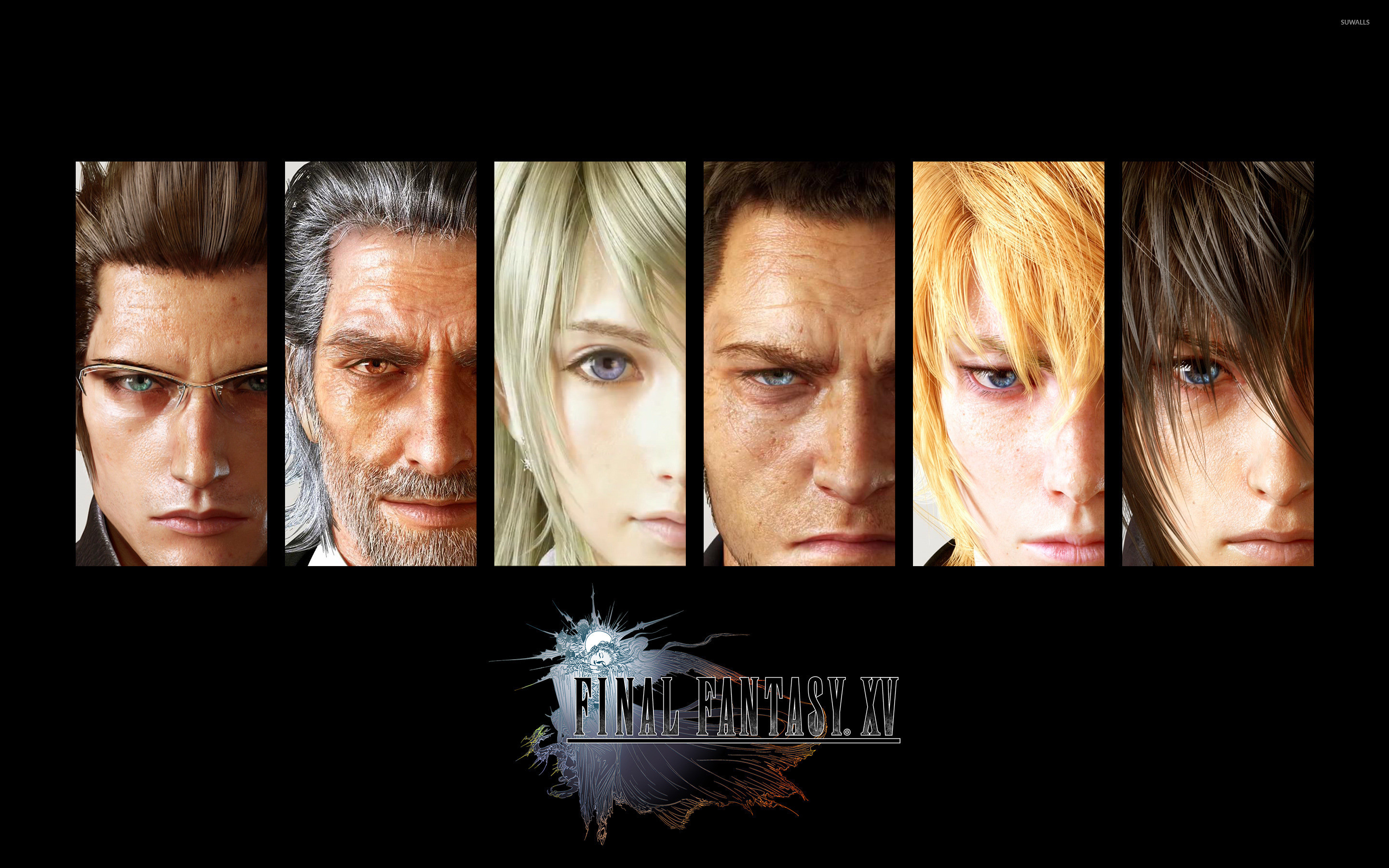 Final Fantasy XV, Ignis Scientia, Lunafreya Nox Fleuret, Ritratti, Logo, sfondo 16:10 2K