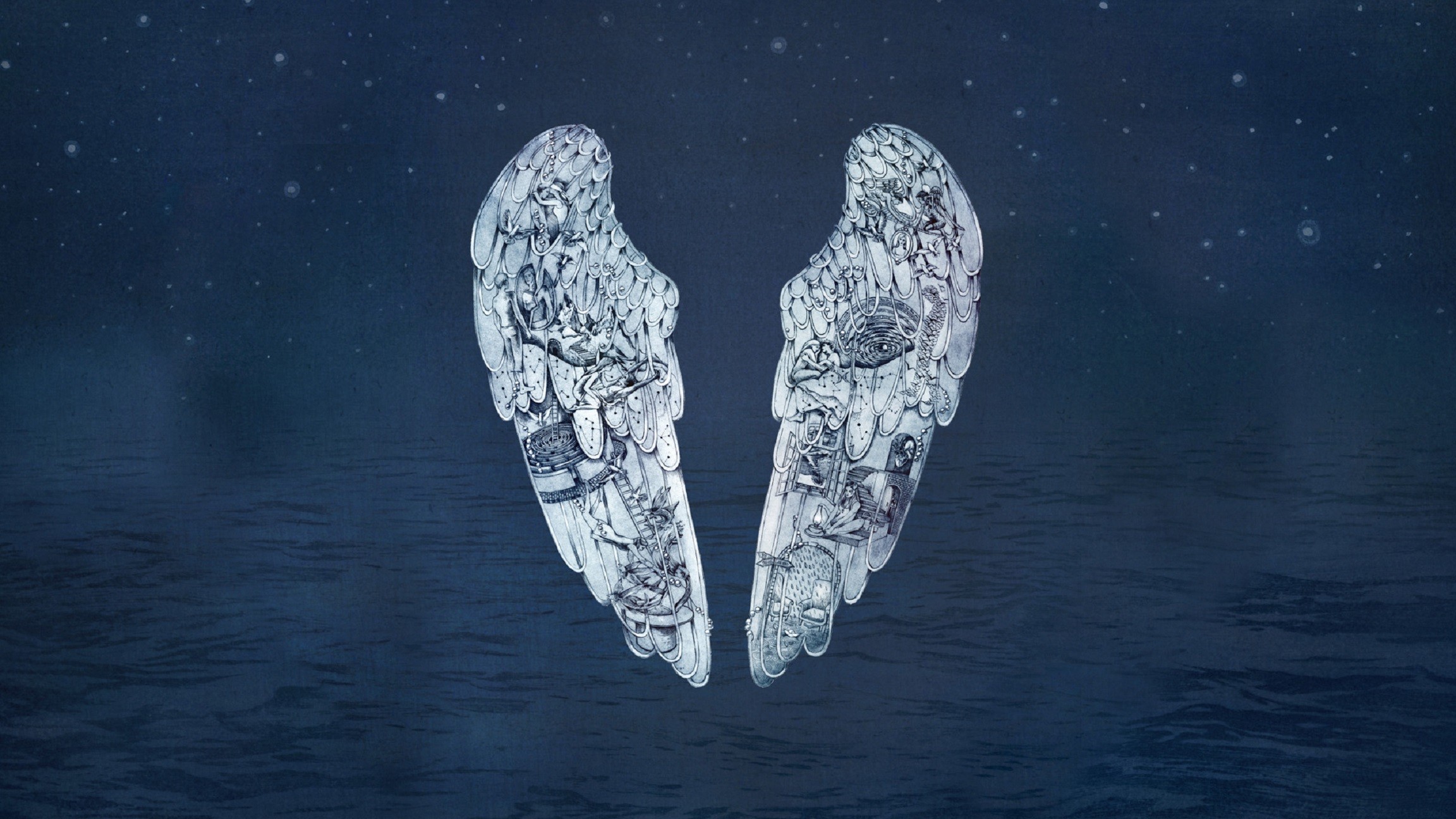 Ghost Stories, Coldplay, Ali, Copertina album, Blu notte, Full HD, wallpaper per PC