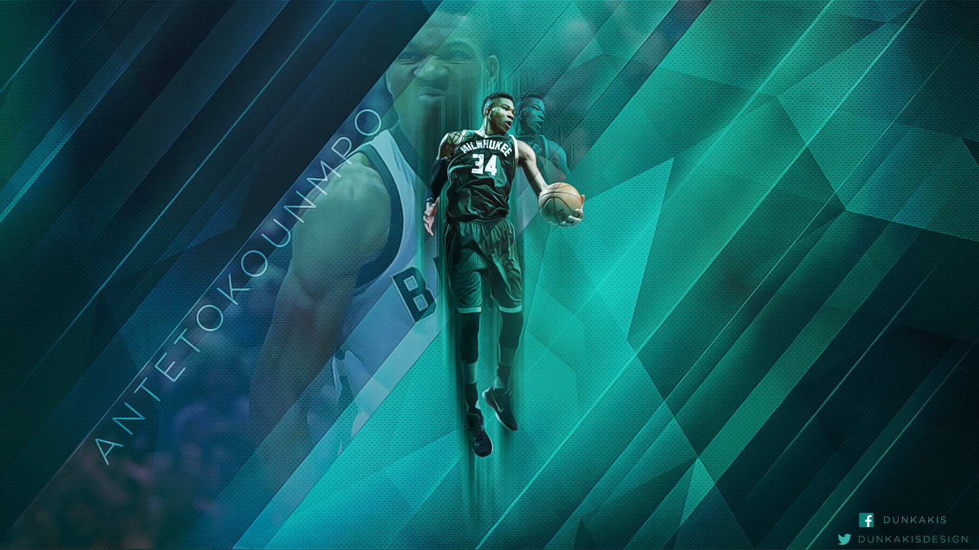 Giannis Antetokounmpo, Milwaukee Bucks, NBA, Arte digitale, Full HD, sfondo desktop