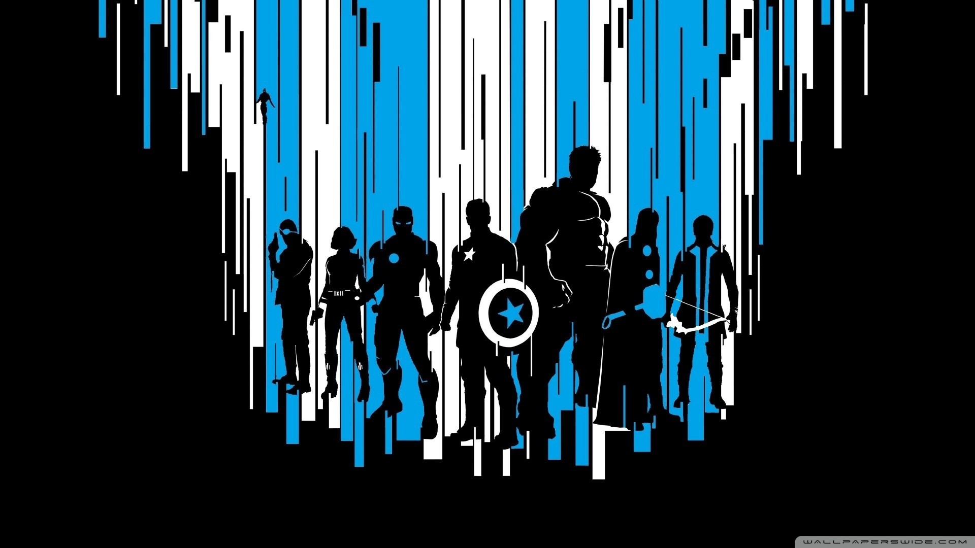 Avengers, Silhouette, Blu, Minimalista, Full HD, sfondo per portatile