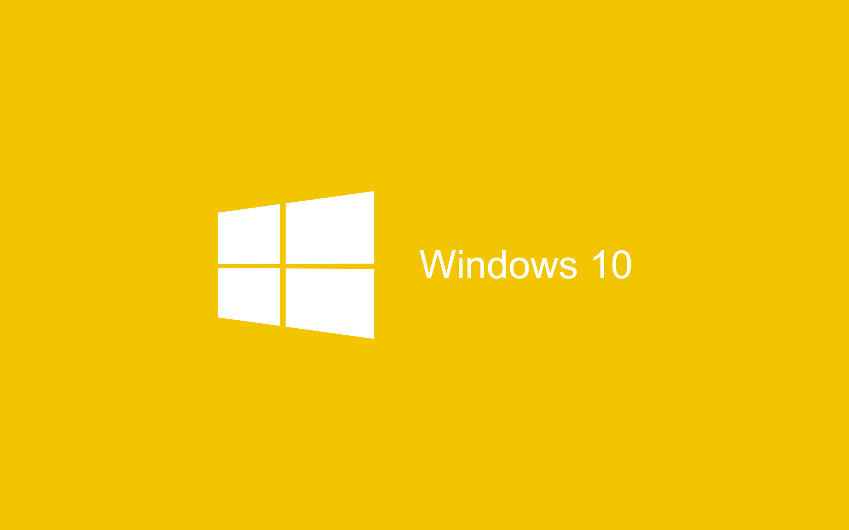 Windows 10, Logo Windows, Sfondo giallo, 16:10 2K, wallpaper widescreen