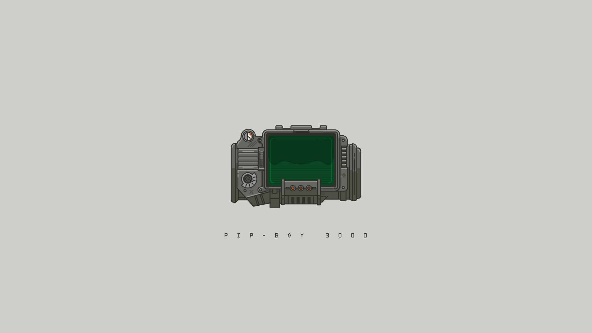 Pip-Boy 3000, Fallout, Minimalismo, Sfondo grigio, Full HD, wallpaper per computer