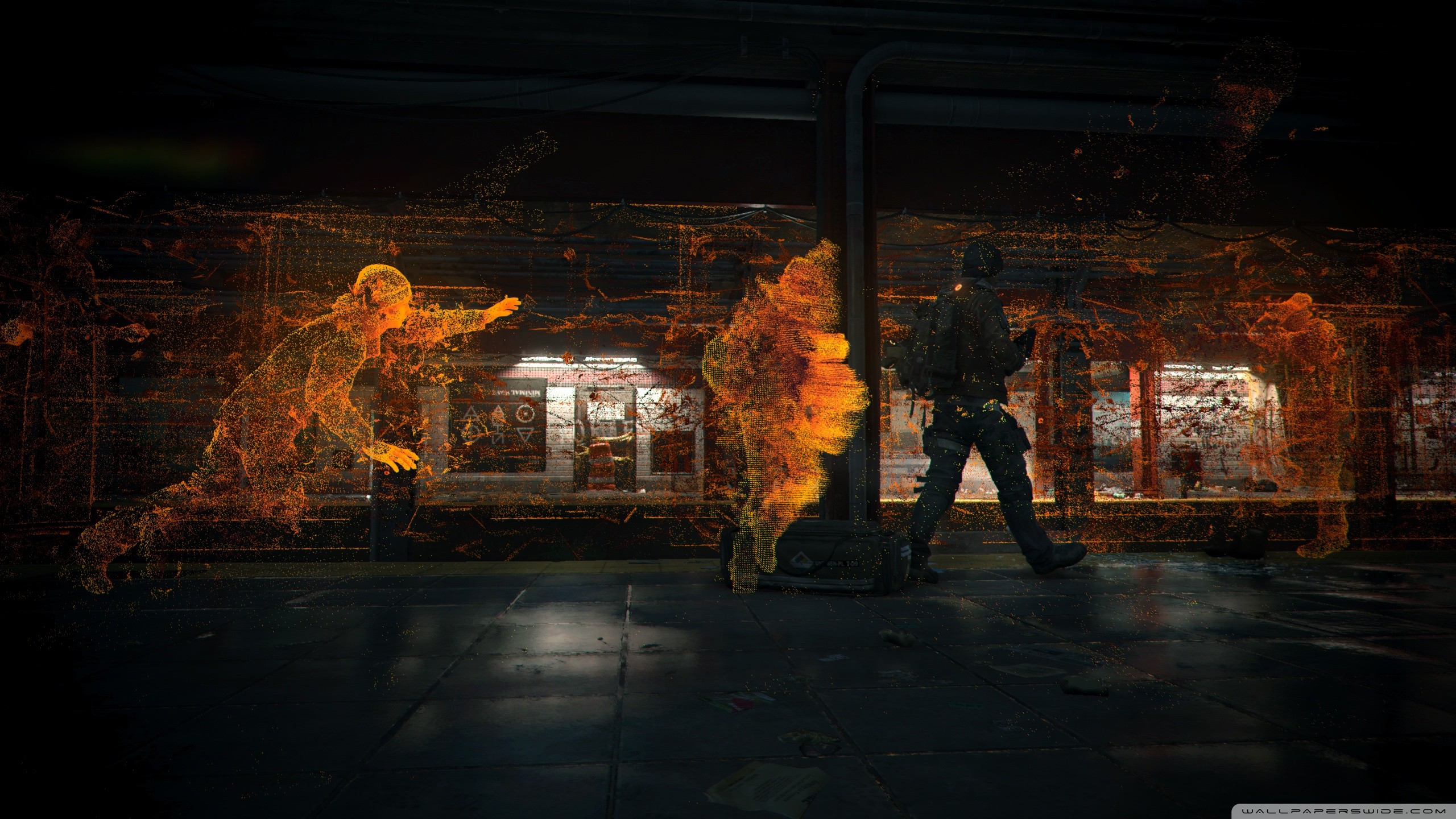 Tom Clancy's The Division, Ricostruzione ECHO, Ologramma, Arancione, sfondo 2K per computer