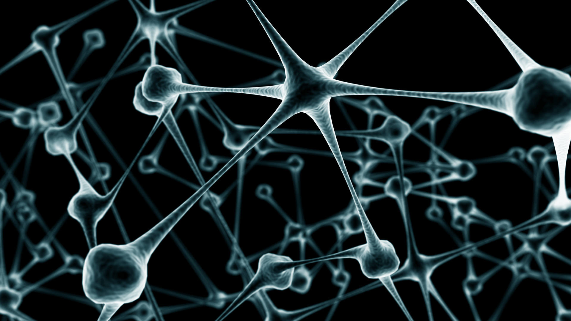 Neuroni, Rete neurale, Sinapsi, Sfondo nero, 16:9 Full HD, wallpaper widescreen