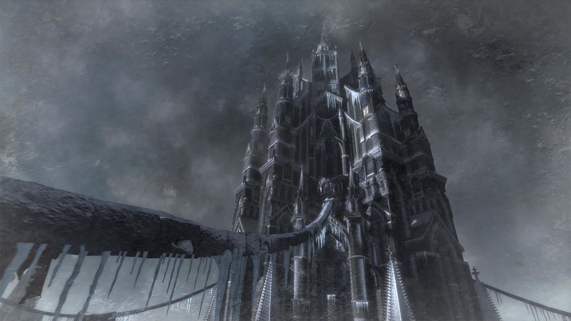 Castello gotico, Ponte, Nebbia, Fantasy, 1920x1080, wallpaper desktop