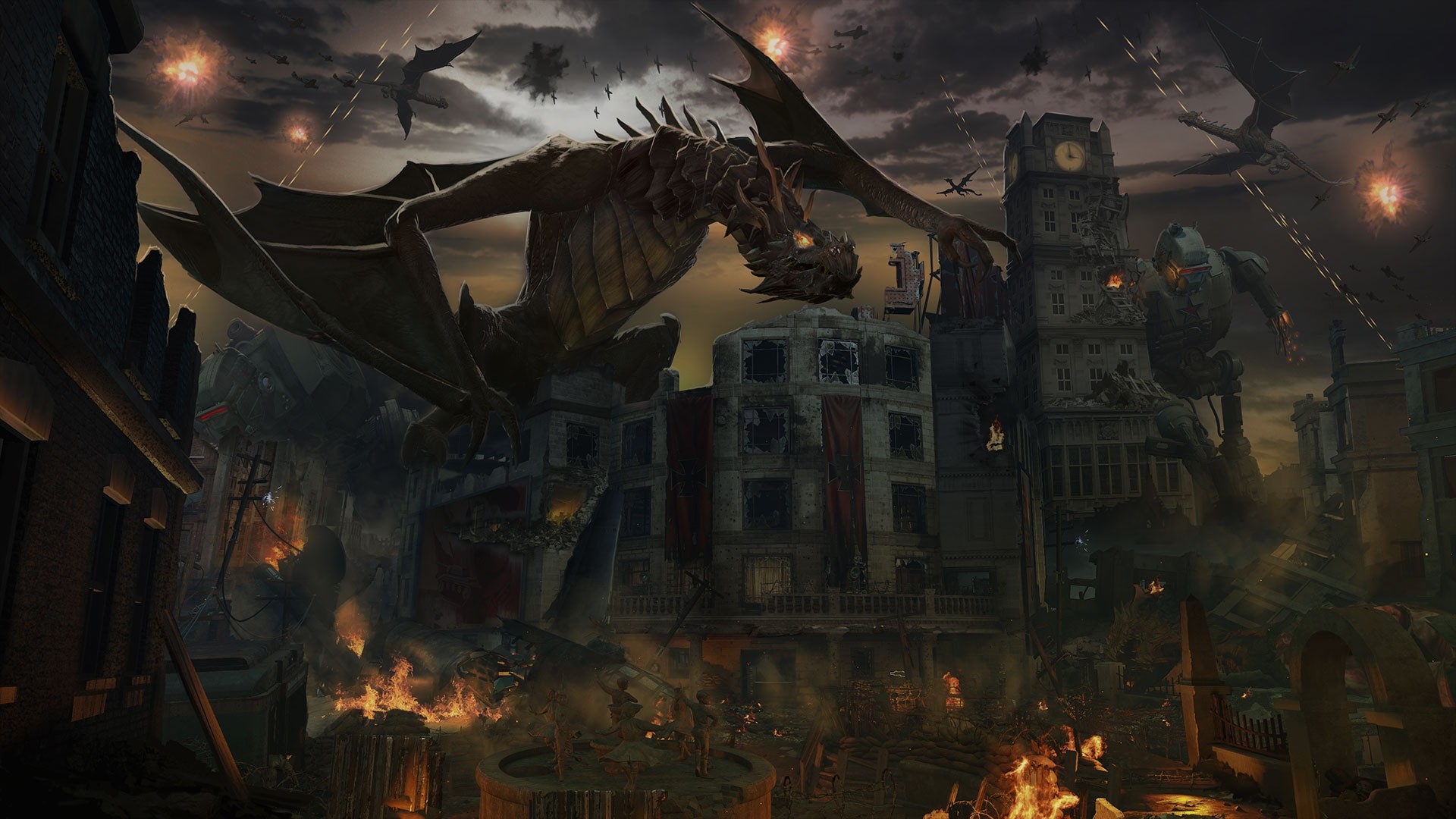 Call of Duty: Black Ops III, Zombies, Der Eisendrache, Drago, Castello, sfondo 1920x1080 per PC
